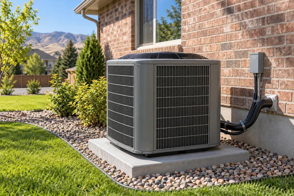 Generated illustration of central AC equipment at a Boise home.