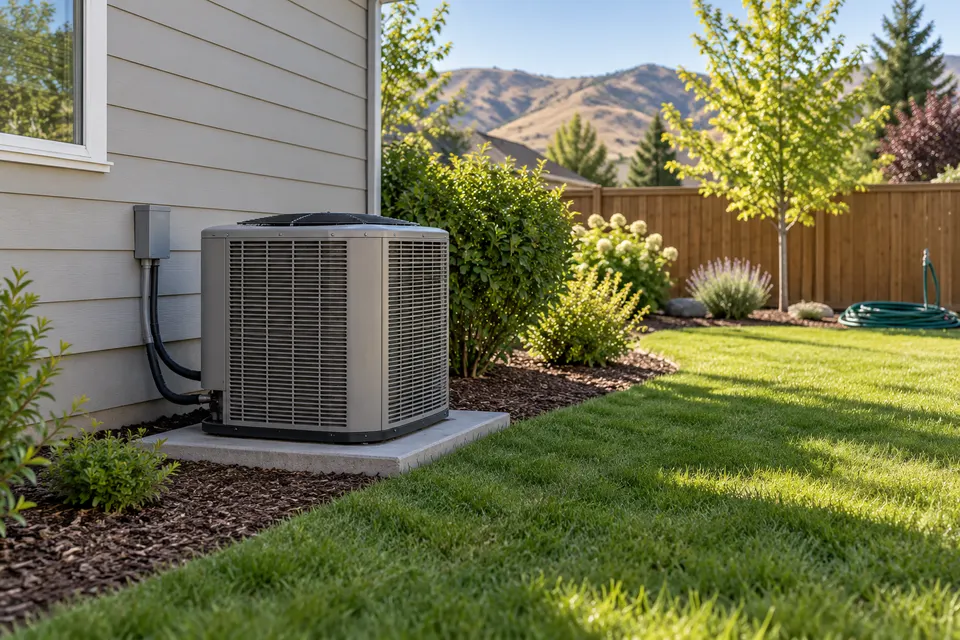 Generated illustration of a central AC unit by a Boise home.