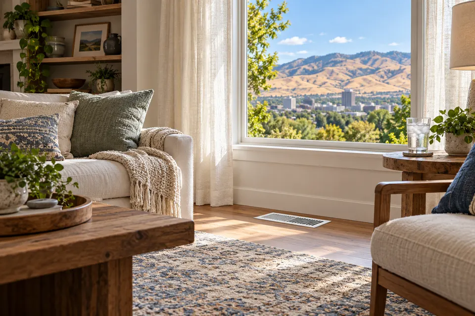 Generated illustration of a home and central AC equipment in Boise.